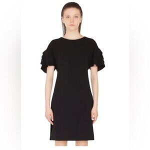 Akris‎ Punto Layered Sleeve Dress in Black Size 4 Ruffle sleeve